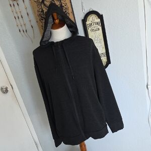 all in motion Men's Black Full-Zip Hooded Sweater XXL 2XL